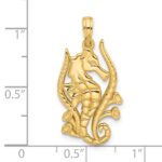 14K Polished Fancy Seahorse in Kelp Charm - Image 3