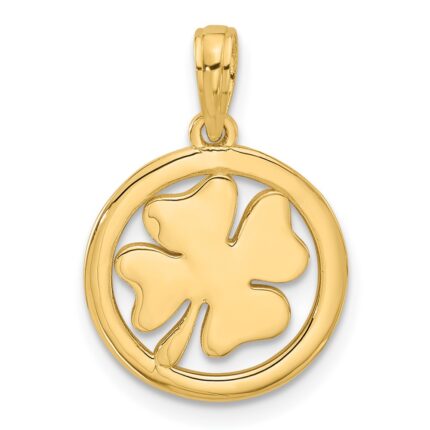 14K Polished Fancy Shamrock in Circle Charm