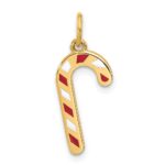 14k Enameled Candy Cane Charm