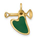 14k Fancy Green Enameled Gua Sha with Facial Roller Charm - Image 3