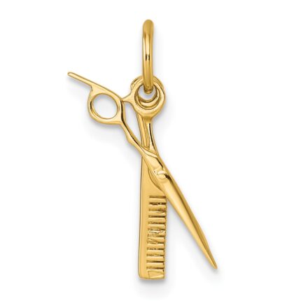 14k Fancy Comb and Scissors Pendant