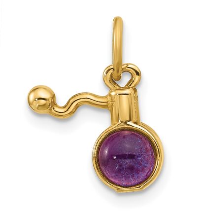 14k Fancy Amethyst Cabochon Perfume Bottle Charm