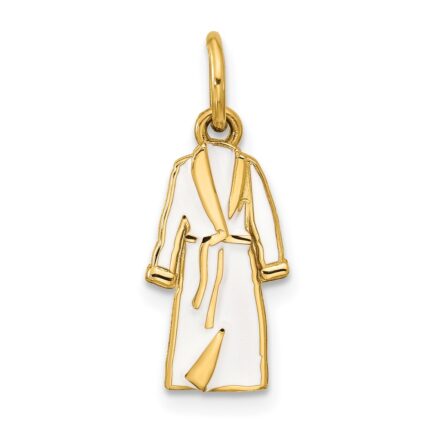14k White Enameled Bathrobe Charm