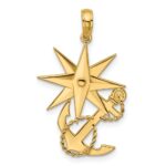 14K Polished Compass And Anchor with Rope Pendant