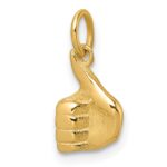 14K Polished Thumbs Up Hand Pendant - Image 4