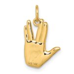 14K Polished Live Long and Prosper Hand Pendant - Image 3
