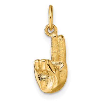 14K American Sign Language Alphabet Fingerspelling Sign U Pendant