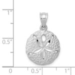 14k White Gold Brushed Diamond-cut Sand Dollar Pendant - Image 4
