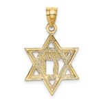 14k Solid Polished Chai in Star of David Charm - Image 3
