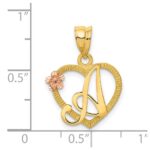 14k Two-Tone Heart Letter A  Initial Pendant - Image 4