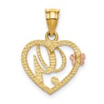 14k Two-Tone Heart Letter G  Initial Pendant - Image 3