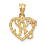 14k Two-Tone Heart Letter H  Initial Pendant - Image 3