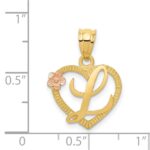 14k Two-Tone Heart Letter L  Initial Pendant - Image 4