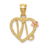 14k Two-Tone Heart Letter N  Initial Pendant - Image 3
