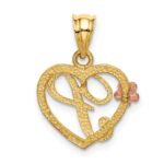 14k Two-Tone Heart Letter P  Initial Pendant - Image 3
