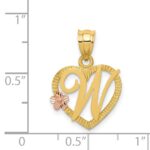 14k Two-Tone Heart Letter W  Initial Pendant - Image 4
