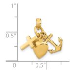 14K 3-D Faith, Hope and Charity Charm - Image 3