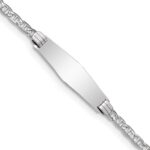 14k White Gold Polished Semi-Solid Chain/Solid Plate Anchor Link Soft Diamond Shape 25.5x7.8mm Plate 7 inch ID Bracelet