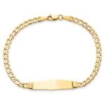 14k Polished Semi-Solid Chain/Solid Plate Cuban Link Soft Diamond Shape 25.5x7.5mm Plate 7 inch ID Bracelet - Image 4