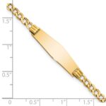 14k Polished Semi-Solid Chain/Solid Plate Cuban Link Soft Diamond Shape 25.5x7.5mm Plate 7 inch ID Bracelet - Image 3