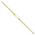 14k Polished Semi-Solid Chain/Solid Plate Figaro Link Soft Diamond Shape 25.5x7.5mm Plate 7 inch ID Bracelet - Image 2