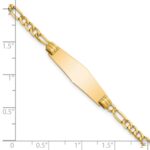 14k Polished Semi-Solid Chain/Solid Plate Figaro Link Soft Diamond Shape 25.5x7.5mm Plate 8 inch ID Bracelet - Image 3