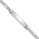 14k White Gold Polished Semi-Solid Chain/Solid Plate Figaro Link 26x5mm Plate 8 inch ID Bracelet