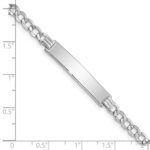14k White Gold Polished Semi-Solid Chain/Solid Plate Curb Link 33x6.75mm Plate 8 inch ID Bracelet - Image 3