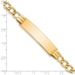 14k Polished Semi-Solid Chain/Solid Plate 5.9mm Curb Link 37.5x9mm Plate 7 inch ID Bracelet - Image 3