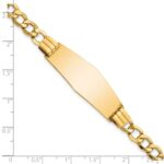 14k Polished Semi-Solid Chain/Solid Plate Curb Link Soft Diamond Shape 39x14mm Plate 7 inch ID Bracelet - Image 3