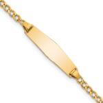14k Polished Semi-Solid Chain/Solid Plate Cuban Link Soft Diamond Shape 19.5x5.5mm Plate 7 inch ID Bracelet