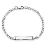 14k White Gold Polished Semi-Solid Chain/Solid Plate Cuban Link 20.5x4.5mm Plate 7 inch ID Bracelet - Image 4
