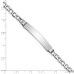 14k White Gold Polished Semi-Solid Chain/Solid Plate Cuban Link 35x7mm Plate 8 inch ID Bracelet - Image 3
