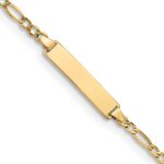 14k Polished Semi-Solid Chain/Solid Plate Figaro Link 19.5x4.5mm Plate 8 inch ID Bracelet