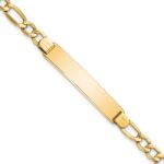 14k Polished Semi-Solid Chain/Solid Plate Figaro Link 34.5x7mm Plate 7 inch ID Bracelet