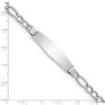 14K White Gold Polished Semi-Solid Chain/Solid Plate Figaro Link Soft Diamond Shape 34x10mm Plate 8 inch ID Bracelet - Image 3