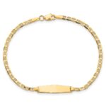 14k Polished Semi-Solid Chain/Solid Plate Anchor Link Soft Diamond Shape 19.5x5.5mm Plate 6 inch Baby/Child ID Bracelet - Image 4
