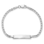 14k White Gold Polished Semi-Solid Chain/Solid Plate Anchor Link 20x4.5mm Plate 6 inch Baby/Child ID Bracelet - Image 4
