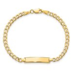 14k Polished Semi-Solid Chain/Solid Plate Cuban Link 23.5x4.5mm Plate 6 inch Baby/Child ID Bracelet - Image 4