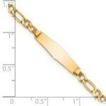 14k Polished Semi-Solid Chain/Solid Plate Figaro Link Soft Diamond Shape 19.5x5.5mm Plate 6 inch Baby/Child ID Bracelet - Image 3