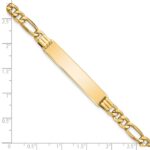 14k Polished Semi-Solid Chain/Solid Plate Figaro Link 39x8mm Plate 7 inch ID Bracelet - Image 3