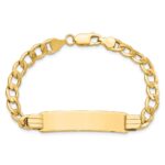 14k Polished Semi-Solid Chain/Solid Plate Curb Link 37.5x10mm Plate 7 inch ID Bracelet - Image 4