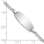 14k White Gold Polished Semi-Solid Chain/Solid Plate Curb Link Oval 18.5x8.5mm Plate 5.5 inch Baby/Child ID Bracelet - Image 3