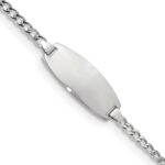 14k White Gold Polished Semi-Solid Chain/Solid Plate Curb Link Oval 18.5x8.5mm Plate 6 inch Baby/Child ID Bracelet