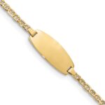 14k Polished Semi-Solid Chain/Solid Plate Anchor Link Oval 18.5x8.5mm Plate 7 inch ID Bracelet