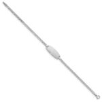 14k White Gold Polished Semi-Solid Chain/Solid Plate Anchor Link Oval 18.5x8.5mm Plate 7 inch ID Bracelet - Image 2