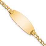 14k Polished Semi-Solid Chain/Solid Plate Curb Link Oval 25x11.5mm Plate 8 inch ID Bracelet
