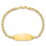 14k Polished Semi-Solid Chain/Solid Plate Anchor Link Oval 25x11.2mm Plate 7 inch ID Bracelet - Image 4