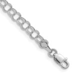14k White Gold 4mm Hollow Double Link Charm Bracelet