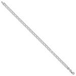 14k White Gold 4mm Hollow Double Link Charm Bracelet - Image 2